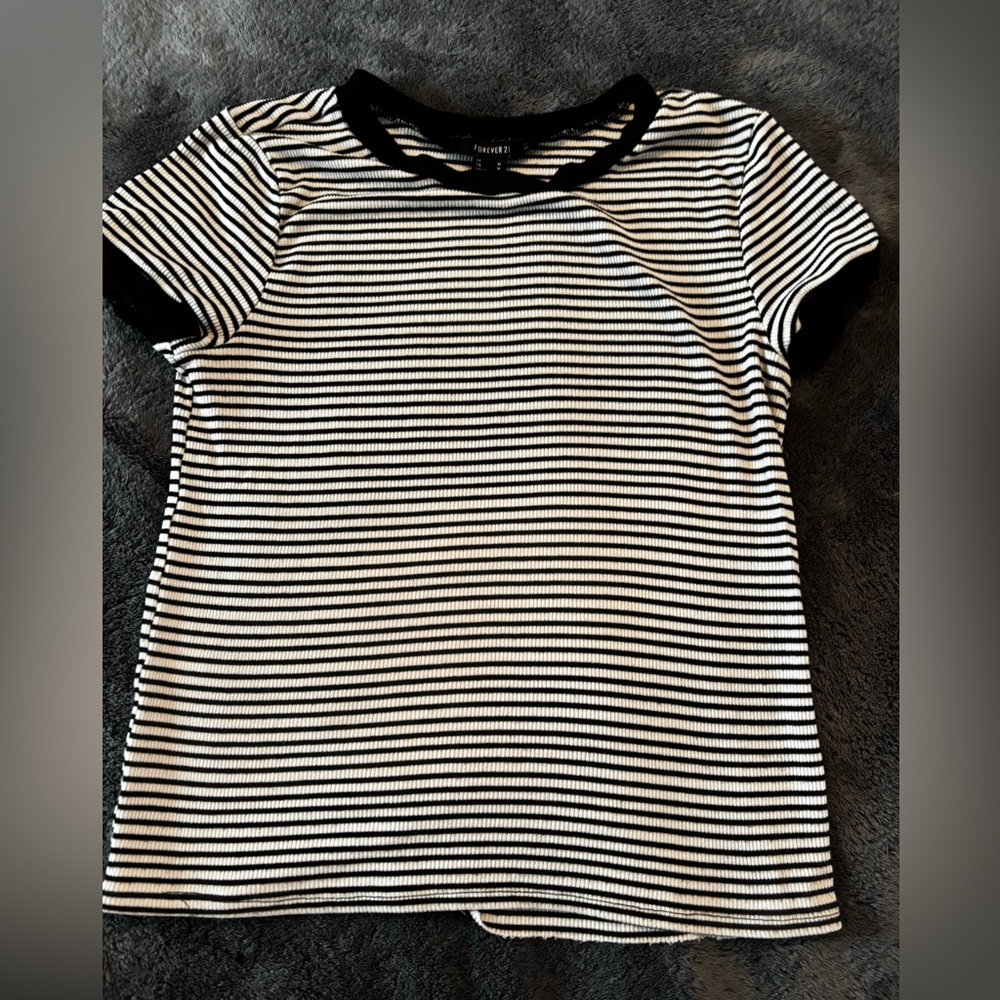 Forever 21 Monochrome Striped Top